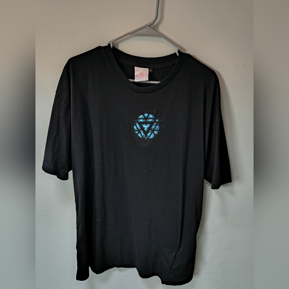 Iron Man 3 LED T-shirt Sound Activated Equalizer Flashing Light Men Size XL